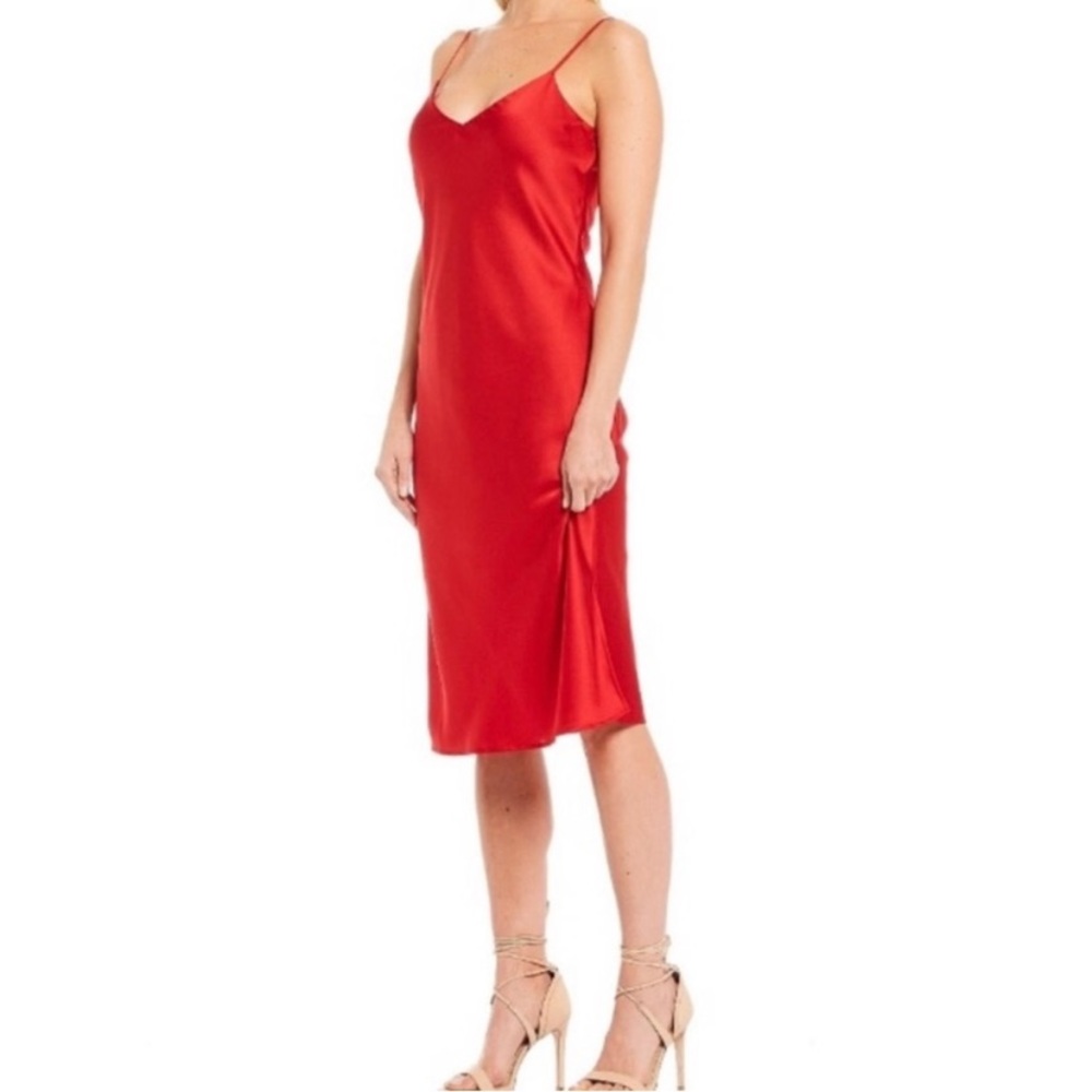 Gianni Bini Red Sleeveless V-neck Slip Dress